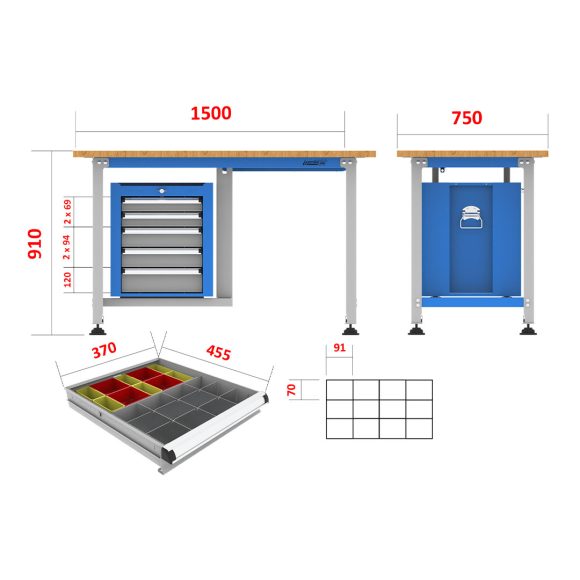 میز کار الکترونیکی - DBG504 (T151BW)