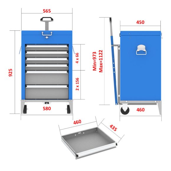 جعبه ابزار کارگاهی کالسکه دار - DCG103 (497G)