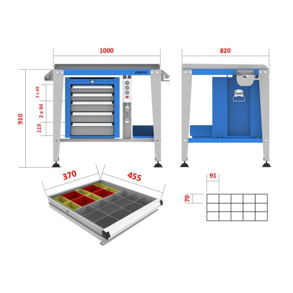 میز کار صنعتی - WBG401 (T100)