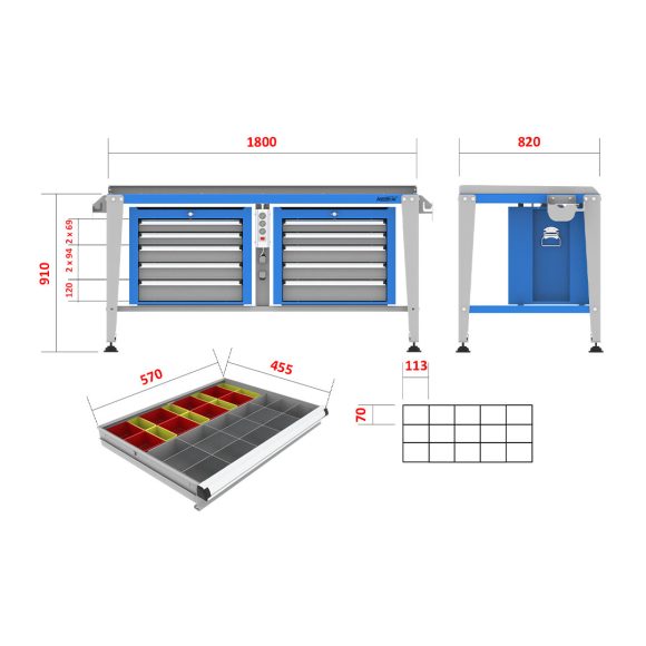 میز کار صنعتی - WBG501 (180A)