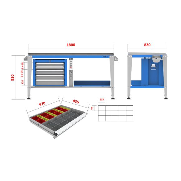 میز کار صنعتی - WBG503 (180T)