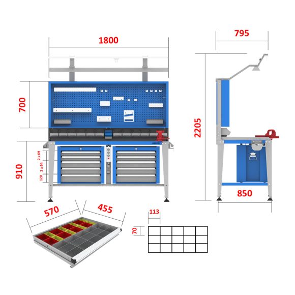 میز کار صنعتی - WBG801 (180M)