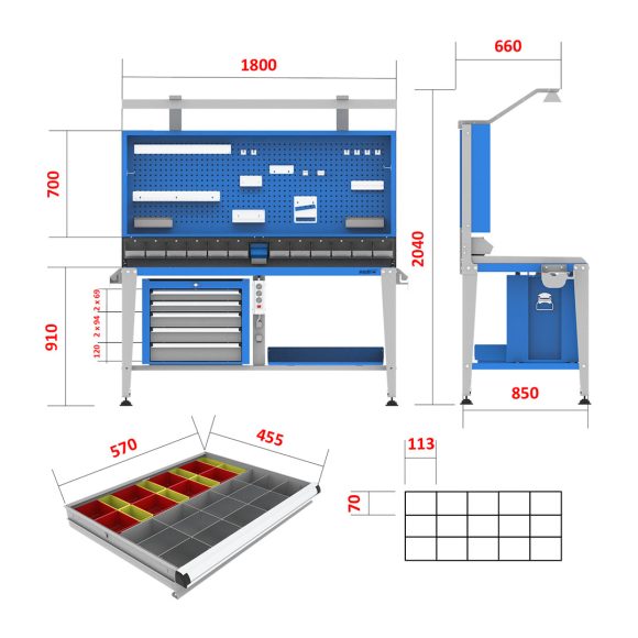 میز کار صنعتی - WBG802 (180H)