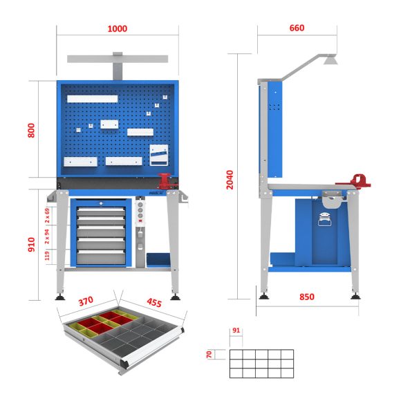 میز کار صنعتی - (WBG702 (MT101