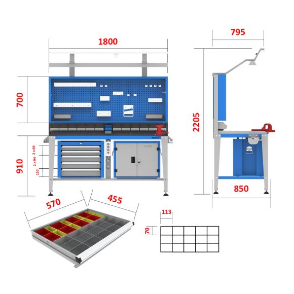 میز کار صنعتی - WBG810 (180MV2)
